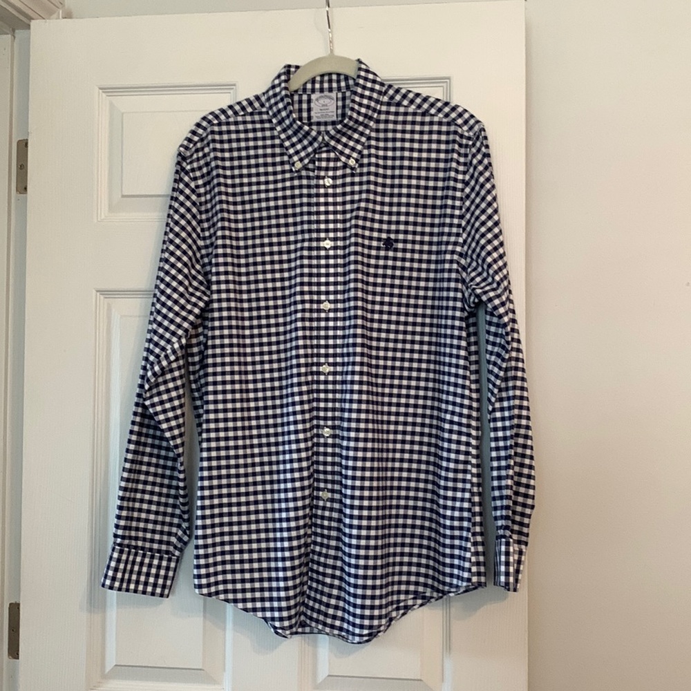 Navy and white checkered button down